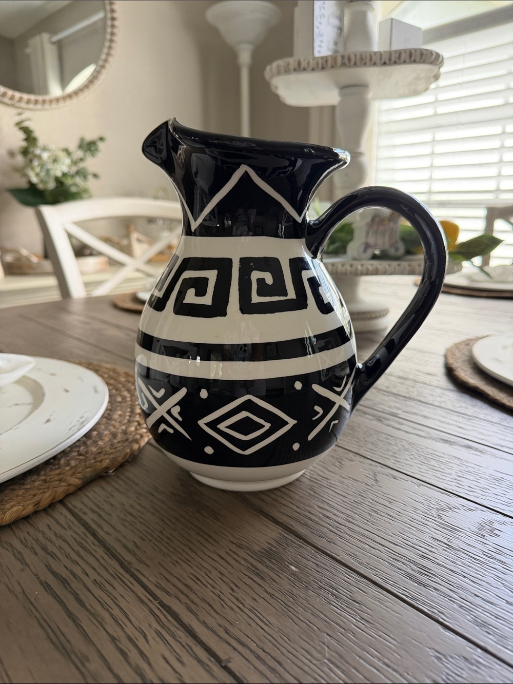 Houseware Hand-Painted Black and White Decorative Pitcher Jug